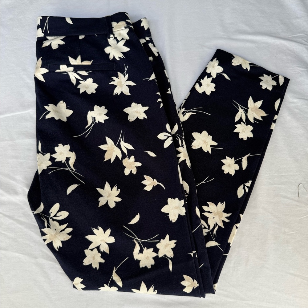GAP Navy Floral Print Skinny Chino Pants